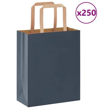 250 Blue Paper Bags with Handles | Eco-Friendly Packaging