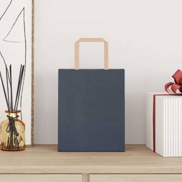 250 Blue Paper Bags with Handles | Eco-Friendly Packaging