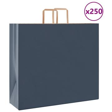 250 Blue Paper Bags with Handles | Eco-Friendly & Versatile