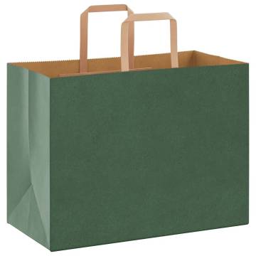 Eco-Friendly Green Paper Bags with Handles - 50 pcs | HipoMarket