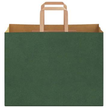 Eco-Friendly Green Paper Bags with Handles - 50 pcs | HipoMarket