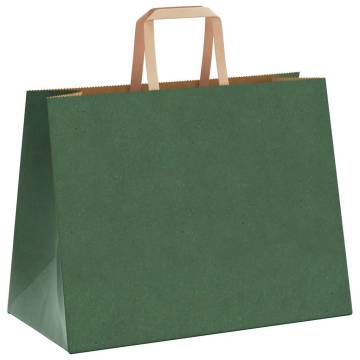 Green Paper Bags with Handles - 250 pcs - Eco-Friendly 32x17x25 cm