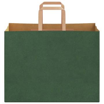 Green Paper Bags with Handles - 250 pcs - Eco-Friendly 32x17x25 cm