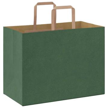 Green Paper Bags with Handles - 250 pcs - Eco-Friendly 32x17x25 cm