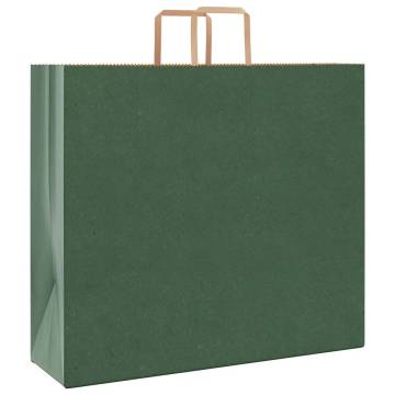 Eco-Friendly Green Paper Bags with Handles - 250 pcs