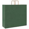 Eco-Friendly Green Paper Bags with Handles - 250 pcs