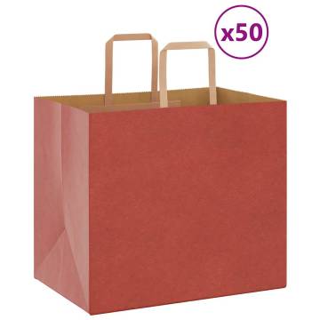 50 Red Paper Bags with Handles - Eco-Friendly & Durable