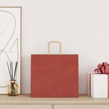 50 Red Paper Bags with Handles - Eco-Friendly & Durable