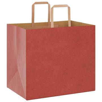 50 Red Paper Bags with Handles - Eco-Friendly & Durable