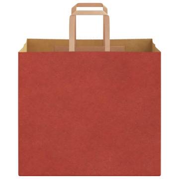 50 Red Paper Bags with Handles - Eco-Friendly & Durable