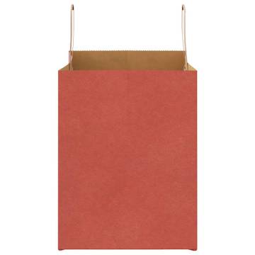 50 Red Paper Bags with Handles - Eco-Friendly & Durable