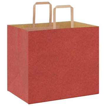 50 Red Paper Bags with Handles - Eco-Friendly & Durable