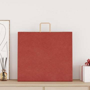 Red Paper Bags with Handles - 50 pcs | Eco-Friendly Packaging