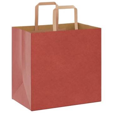 Red Paper Bags with Handles - 250 pcs | Eco-Friendly Packaging