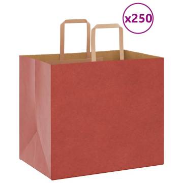 Red Paper Bags with Handles - 250 pcs | Sustainable Choice