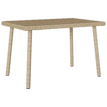 Beige Garden Coffee Table 60x40 cm - Durable Poly Rattan