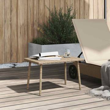 Beige Garden Coffee Table 60x40 cm - Durable Poly Rattan