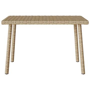 Beige Garden Coffee Table 60x40 cm - Durable Poly Rattan