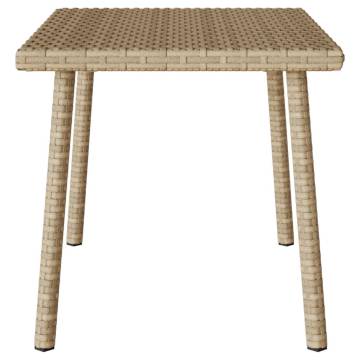 Beige Garden Coffee Table 60x40 cm - Durable Poly Rattan