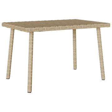 Beige Garden Coffee Table 60x40 cm - Durable Poly Rattan