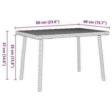 Beige Garden Coffee Table 60x40 cm - Durable Poly Rattan