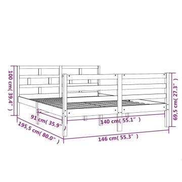 Grey Solid Pine Bed Frame 140x190 cm - Modern & Stylish