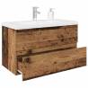 Stylish Sink Cabinet with Basin & Faucet - Old Wood Finish