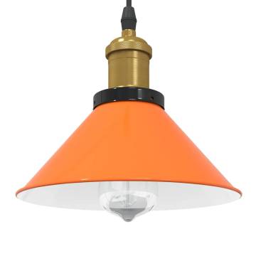 Height Adjustable Gloss Orange Pendant Lamp | E27 Metal Light