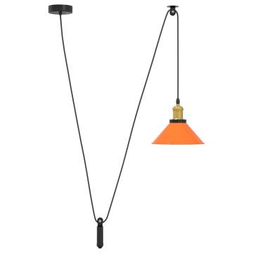 Height Adjustable Gloss Orange Pendant Lamp | E27 Metal Light