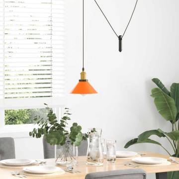 Height Adjustable Gloss Orange Pendant Lamp | E27 Metal Light