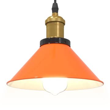 Height Adjustable Gloss Orange Pendant Lamp | E27 Metal Light