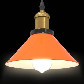 Height Adjustable Gloss Orange Pendant Lamp | E27 Metal Light