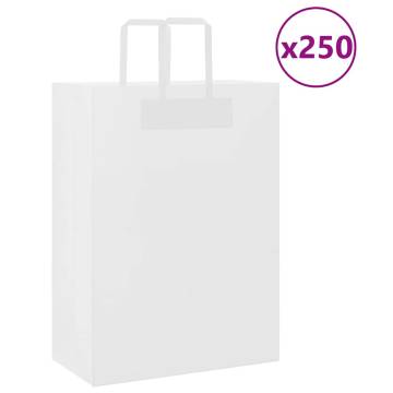 250 White Paper Bags with Handles | Durable & Eco-Friendly