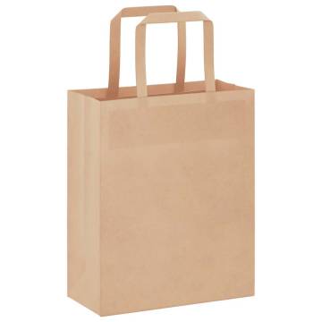 Brown Paper Bags (250 pcs) with Handles – 18x8x22 cm | HipoMarket