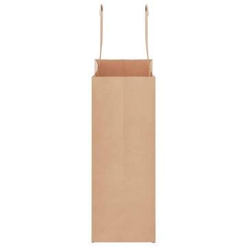 Brown Paper Bags (250 pcs) with Handles – 18x8x22 cm | HipoMarket