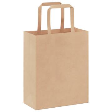 Brown Paper Bags (250 pcs) with Handles – 18x8x22 cm | HipoMarket