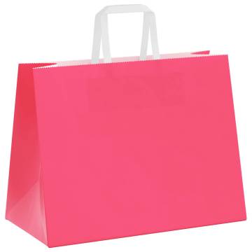 250 Pink Paper Bags with Handles | Durable & Eco-Friendly