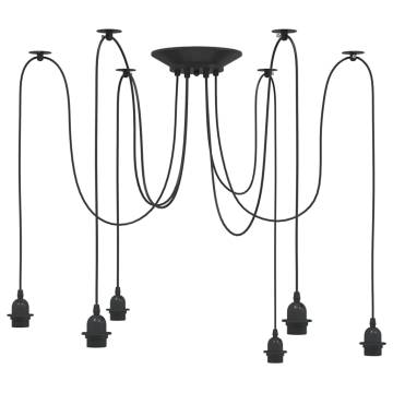 Vintage Pendant Lamp with 6 E27 Holders - Black Metal Design