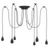 Vintage Pendant Lamp with 6 E27 Holders - Black Metal Design