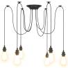 Vintage Pendant Lamp with 6 E27 Holders - Black Metal Design