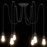 Vintage Pendant Lamp with 6 E27 Holders - Black Metal Design