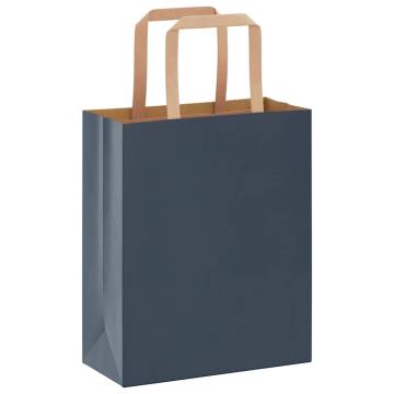 Sustainable Blue Paper Bags with Handles - 50 pcs 18x8x22 cm