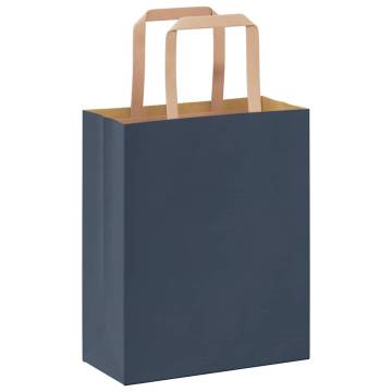 Sustainable Blue Paper Bags with Handles - 50 pcs 18x8x22 cm