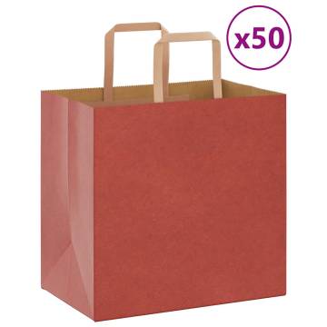 Red Paper Bags with Handles - 50 pcs | Eco-Friendly Packaging