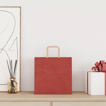 Red Paper Bags with Handles - 50 pcs | Eco-Friendly Packaging