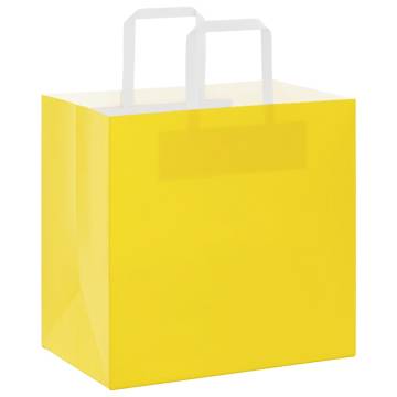 Yellow Paper Bags with Handles - 50 pcs - Eco-Friendly Choice