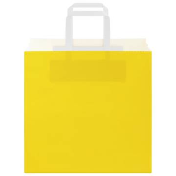 Yellow Paper Bags with Handles - 50 pcs - Eco-Friendly Choice