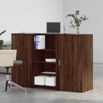 Reception Desk Brown Oak - Stylish Engineered Wood Design