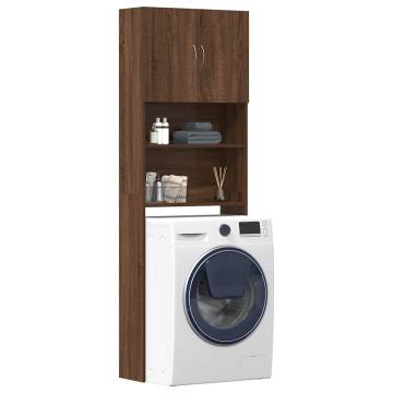 Washing Machine Cabinet Brown Oak - 64x24x190 cm Engineered Wood