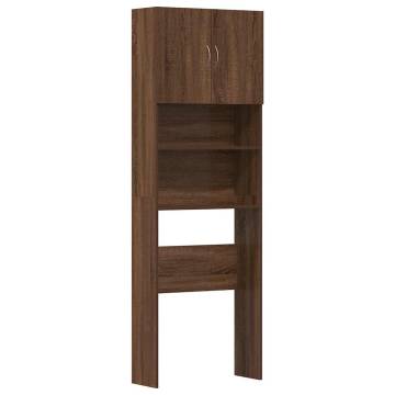 Washing Machine Cabinet Brown Oak - 64x24x190 cm Engineered Wood